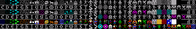 Ultima III monochrome, CGA, EGA tileset