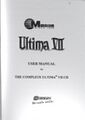 Plain cover of a booklet titled "Ultima VII USER MANUAL for THE COMPLETE ULTIMA® VII CD". Company logos serve as credits.