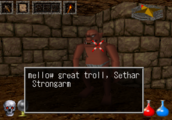 Ultima Underworld (PSX) screenshot: a pinkish brown great troll