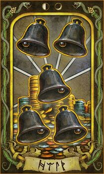 Five of Bells: Wealth Tarot Card